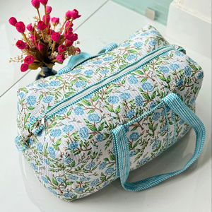 Beautiful Bohemian Cotton Duffle Bag Handmade Quilted Weekender Travel <b>Backpack</b> <b>Large</b> External Frame Block Printed Design Women - Product Image 1