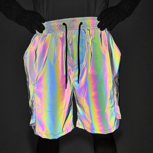 Shorts cargo réfléchissants holographiques pour hommes, été, jogging, cyclisme, brillent la nuit, multi-poches, shorts de sport décontractés pour hommes - Product Image 1