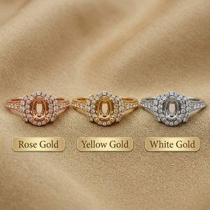 แหวนทองคำขาว14K สำหรับสตรี100% เครื่องประดับเพชรธรรมชาติทรงรีแหวนหมั้นกึ่งภูเขาสำหรับงานแต่งงาน - Product Image 5