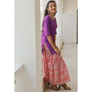Ensemble de kurta classique en coton et mousseline de soie pour femmes - Taille XS - Product Image 3