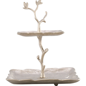 Finest Quality Gold Metal 2 <b>Tier</b> Decorative <b>Cake</b> Stand Dessert Serving Stand Display Home Decor Event Catering Supplies On Sale - Product Image 4