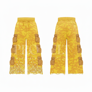 Jogger unisexe tendance, confortable, coupe ample, style streetwear, ourlet vieilli, en toile écologique, sur mesure, vente en gros, haute qualité - Product Image 5