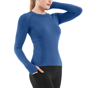 Haut de yoga pour femme à manches longues, compressif, léger et doux, confortable pour le fitness et les activités sportives - Product Image 1