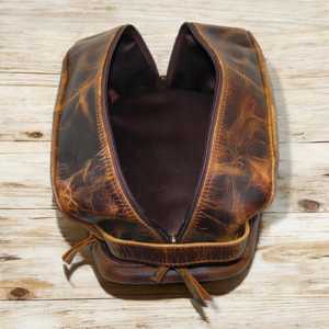 Handmade Leather Toiletry Bag <b>Men</b> Travel Dopp Kit Waterproof Cosmetic Organizer <b>Pouch</b> Bag LTB-0132 - Product Image 2
