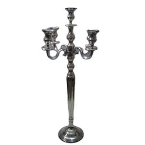 Candélabre rond en aluminium poli argenté et en laiton fait à la main pour la décoration de la maison et des mariages, taille personnalisée disponible - Product Image 1