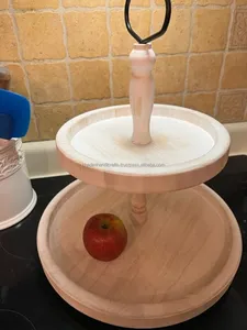 Bandeja de madera maciza de tres niveles estilo granja, bandeja de madera rústica con niveles, decoración de mesa y cocina hecha a mano duradera - Product Image 4