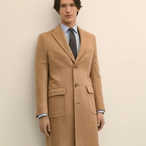 Abrigos de lana personalizados de otoño para hombre y mujer, de doble botonadura con cinturón, estilo casual, de color sólido. - Product Image 1