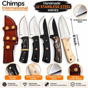 Couteau de chasse artisanal J2 en acier inoxydable à pointe clip, lame droite, pour camping et EDC, couteau à dépecer |   Couteaux de survie en plein air - Product Image 2
