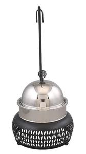 Luxury Round Hanging Chafing Dish Khaki Perforated Base Stainless Steel Soup Warmer with <b>Mirror</b> Silver Dome Lid Single Unit - Product Image 3