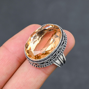 Magnifique bague en pierre précieuse Morganite, tendance et moderne, en argent sterling 925 massif, bijoux faits à la main, vente en gros, prix d'usine - Product Image 1