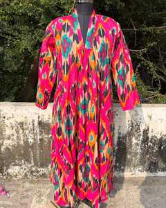Women Bohemian Style Maxi Dress Cotton <b>Balloon</b> Sleeves Long Dress Ethnic Printed Casual Wear Wholesale - Product Image 1