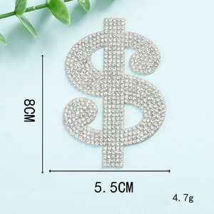 Patchs thermocollants en PVC écologique avec strass brillants, motif dollar 3D, pour vêtements, à faire soi-même - Product Image 2