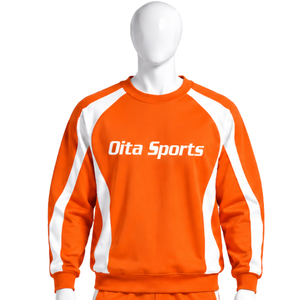 Sudadera Deportiva de Cuello Redondo con Rayas en Contraste Naranja para Hombre, Manga Larga, Estilo Atlético, Informal, para Entrenamiento, Fitness, Venta al Por Mayor - Product Image 1