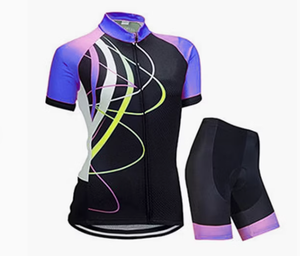 Ensemble maillot et short de cyclisme pour homme, noir et bleu, motif géométrique, impression numérique, tissu 120g, vêtements de vélo performants - Product Image 3