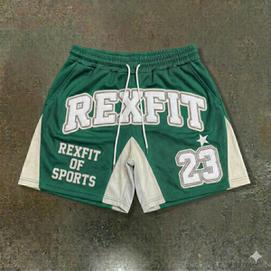 กางเกงขาสั้นกีฬาผู้ชายสีพื้นผ้าตาข่ายแบบสวมใส่สบาย รุ่น REXFIT SPORTS กางเกงบาสเก็ตบอลระบายอากาศได้ดี ชุดออกกำลังกาย ผลิตโดย OEM - Product Image 3