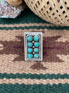 Handcrafted Kingman Turquoise <b>Adjustable</b> <b>Ring</b> Sterling Silver Artisan Southwest Jewelry Natural Gemstone Boho Band - Product Image 1