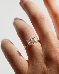 แหวนทองคำประดับมอสซาไนต์ทรงมาร์คีส์ 14K 18K แหวนหมั้นสำหรับผู้หญิง แหวนรูปตัววีแบบพันรอบ ดีไซน์เรียบหรู แหวนแต่งงานที่ไม่ซ้ำใคร - Product Image 2