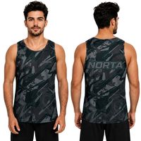Singlet de fitness gris en maille interlock de polyester 220 GSM, léger, respirant et performant, avec imprimé marbré abstrait sublimé