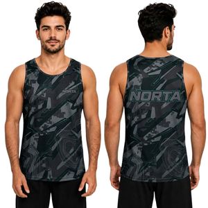 Camisetas Deportivas Ligeras y Transpirables de Malla Interlock de Poliéster de 220 GSM con Estampado Abstracto de Mármol Sublimado en Gris - Product Image 1