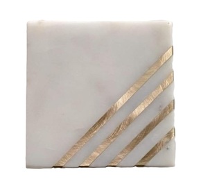 Custom Logo <b>White</b> Marble <b>Coaster</b> 4 Inch Square Eco-Friendly Handmade New Style Home Restaurant Use Direct Factory Best Sale - Product Image 2