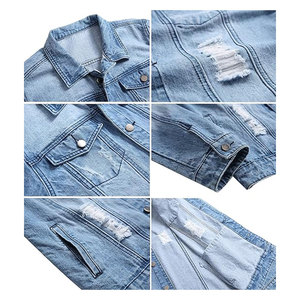 Mens Denim <b>Jacket</b> Ripped Slim Fit Jean <b>Jacket</b> Coat Stylish Distressed Casual Streetwear Fashion Outerwear for Men - Product Image 5