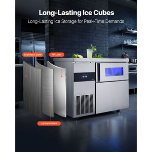 Equipo de Refrigeración para Cocina Comercial, Máquina de Hielo de Acero Inoxidable de 265 Lbs/24H, Almacenamiento de 66 Lbs, 126 Cubos/Ciclo - Product Image 5