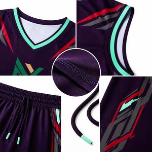 Ensemble d'uniformes de basketball géométriques personnalisés pour hommes, maillot et short en mesh par sublimation, tenue de sport d'équipe, kit d'équipement de jeu, vente OEM pour professionnels - Product Image 6