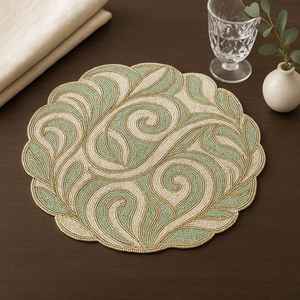 Ensemble de sets de table ronds en verre perlé à motif floral pour cuisine, table à manger, restaurant, mariage, fête, événement, résistant à la chaleur - Product Image 3