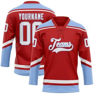 Nouveau Maillot de Hockey sur Glace Tendance Personnalisé avec Nom d'Équipe, Unisexe Adulte, en Maille Respirante, Col en V, Manches Longues, 100% Coton - Product Image 6