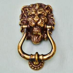 Battant de porte en laiton motif lion pour portail d'entrée, battant de porte en laiton massif de designer, battant de porte en laiton moulé à la main motif lion, quincaillerie de qualité supérieure - Product Image 4