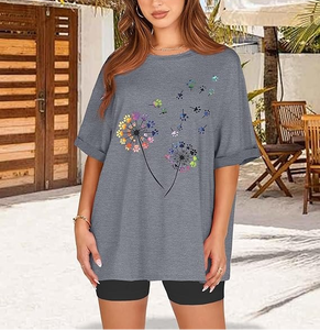 Camisetas Extra Grandes para Mujer, Venta Directa de Fábrica, OEM, Verano, Manga Corta, Casual, Básicas, Holgadas, 100% Algodón - Product Image 1