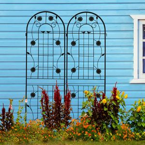 Set di 2 Tralicci da Giardino in Metallo Antiruggine 180 cm x 50 cm Neri, Supporto per Piante Rampicanti da Esterno - Product Image 5