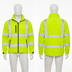 Veste Softshell Haute Visibilité 320 GSM Polyester Spandex Orange Bleu Marine avec Panneaux et Bandes Réfléchissantes, Broderie Personnalisée et Impression de Logo - Product Image 5