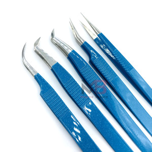 Pinzas para Pestañas de Acero Inoxidable Antiestáticas de Marca Privada con Punta de Fibra, Logotipo Personalizado, Pinzas para Extensión de Pestañas de Volumen - Product Image 3