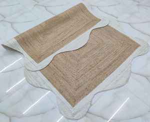 Tapis rond en jute tressé fait main, style bohème côtier, en fibres naturelles, chic pour la décoration de la maison de plage - Product Image 3