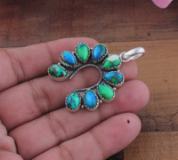 SHREE JAIPUR SILVER Vente en gros Pendentif en argent sterling 925 plaqué argent vintage, style Naja, en forme de fer à cheval, avec turquoise paon naturelle