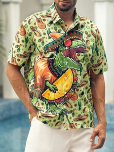 Men's Breathable <b>Hawaiian</b> <b>Shirt</b> Short Sleeve <b>Funny</b> Printed Casual Button Aloha <b>Shirts</b> Summer Beachwear Floral Print Velour - Product Image 2