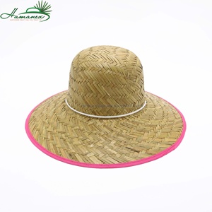 หมวกฟางสไตล์พื้นฐานขอบผ้าสีชมพู - Product Image 1