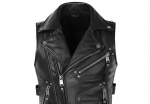 Veste en cuir véritable pour homme, grande taille, personnalisée, réversible, en cuir de vachette épaissi, à revers court, noire, coupe ajustée, respirante, imperméable et coupe-vent - Product Image 3