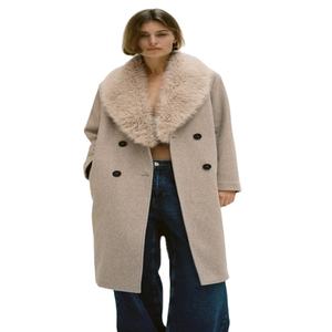 Hot <b>Sale</b> Women's Cotton Fleece Long <b>Coat</b> Breathable and Windproof Plain Dyed - Product Image 1