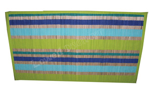 Striped Woven Grass <b>Table</b> <b>Mat</b> in Green and Blue Shades BAMBOO DESIGNER dining <b>table</b> <b>mats</b> and runners 4 seater - Product Image 2