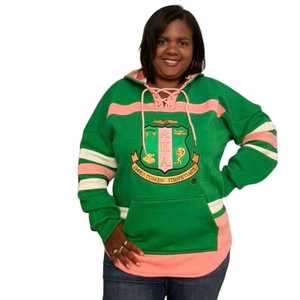 AKA เสื้อฮู้ดสีเขียวฮอกกี้ แบบยูนิเซ็กส์ ปักตัวอักษรกรีก สไตล์สปอร์ต ลำลอง สตรีทแวร์ ทรงพอดีตัว - Product Image 3