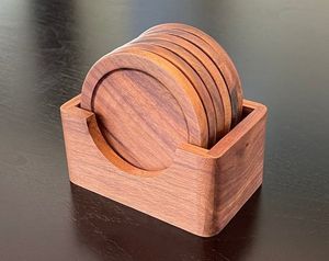 Sous-verres en bois faits à la main, lot en gros pour restaurants, cafés, bars, avec base en liège absorbant l'humidité - Product Image 1