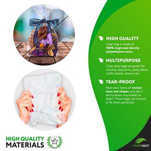 Lot de 1000 sacs en poly transparents à soufflet de 8x4x15 pouces 1 mil emballage en plastique étanche pour aliments pour fruits grains de café cadeaux Plus - Product Image 3