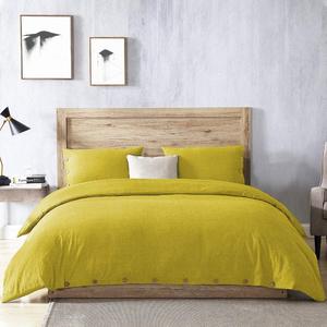 Parure de lit en lin jaune moutarde avec 2 taies d'oreiller, style bohème, pour la décoration de chambre, hôtel, maison, option de taille personnalisée - Product Image 1