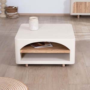 Vandana Silver Aura square coffee table with an organic design and a <b>sandblasted</b> concrete look - Product Image 4