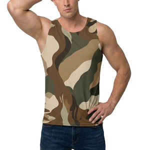 Men's Wholesale Camo Print Sleeveless Workout Top Customizable Smooth Finish Jersey Knit Muscle <b>Vest</b> For Gym Fitness Tank Tops - Product Image 1