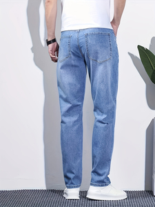 BEST ROCK INTERNATIONAL Jeans de Mezclilla Rectos y Holgados para Hombre, Pantalones Casuales Transpirables de Verano, 100% Algodón - Product Image 6