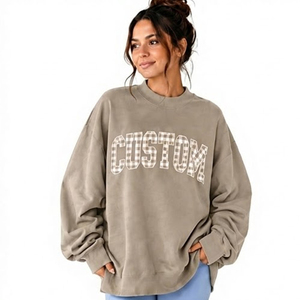 <b>Women's</b> <b>Khaki</b> Crewneck Sweatshirt Drop Shoulder Long Sleeve Casual Pullover <b>Top</b> Autumn Letter Graphic - Product Image 1