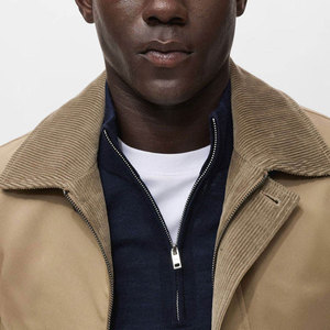 Good Selling Stand Collar Design Plain Dyed Men's <b>Canvas</b> <b>Jacket</b> Cotton/Polyester Breathable Windproof Front Logo - Product Image 4